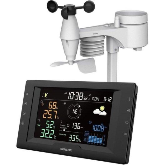 Estação meteorológica profissional Sencor SWS 9400 ecrã LCD cor 5,7" sensor 5-em-1