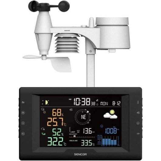 Estação meteorológica profissional Sencor SWS 9400 ecrã LCD cor 5,7" sensor 5-em-1