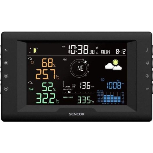 Estação meteorológica profissional Sencor SWS 9400 ecrã LCD cor 5,7" sensor 5-em-1