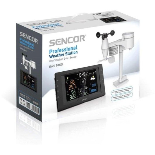 Estação meteorológica profissional Sencor SWS 9400 ecrã LCD cor 5,7" sensor 5-em-1