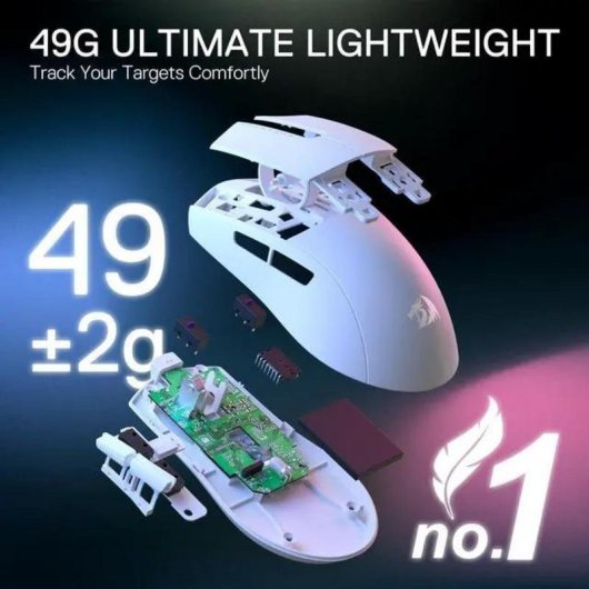 Ratón Redragon M916 PRO kabellos 3 Modi 26000 DPI weiß 5 Tasten