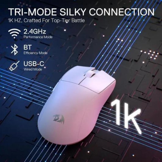 Ratón Redragon M916 PRO kabellos 3 Modi 26000 DPI weiß 5 Tasten