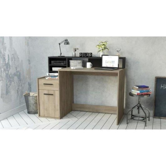 Bureau Demeyere Delphi avec rangement Kronberg Roble/noir 126.2x59.8x93.5 cm