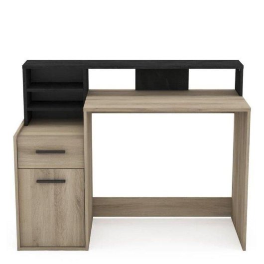 Bureau Demeyere Delphi avec rangement Kronberg Roble/noir 126.2x59.8x93.5 cm