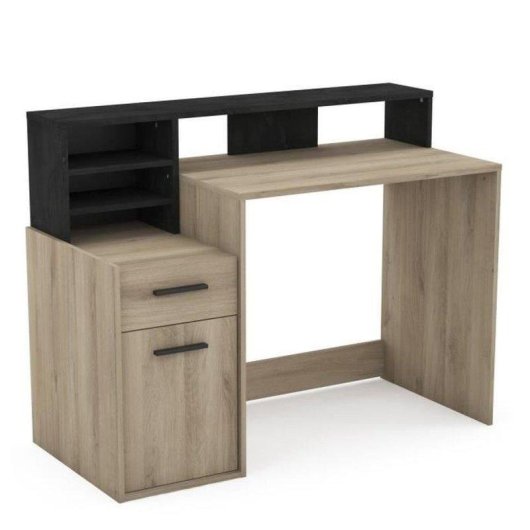 Bureau Demeyere Delphi avec rangement Kronberg Roble/noir 126.2x59.8x93.5 cm