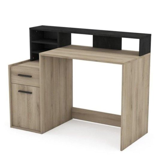 Bureau Demeyere Delphi avec rangement Kronberg Roble/noir 126.2x59.8x93.5 cm