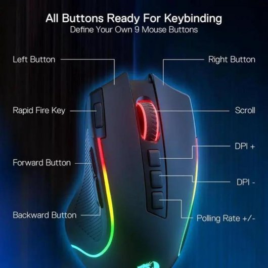 Maus Redragon M612 PRO Bluetooth 2.4GHz 8000 DPI Schwarz RGB