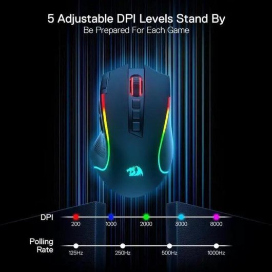 Maus Redragon M612 PRO Bluetooth 2.4GHz 8000 DPI Schwarz RGB