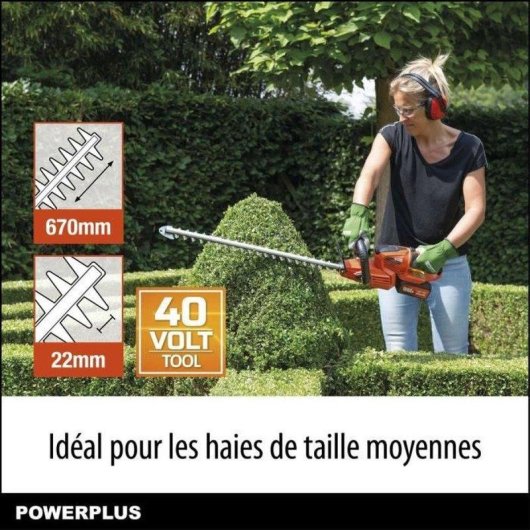 Taille-haie PowerPlus Powdpg7536 Dual Power 40V 670mm 22mm 2.77kg
