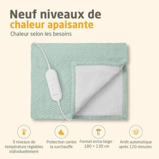 Couverture électrique Medisana Hb 417 réversible 120 W 9 niveaux 180 x 130 cm Vert