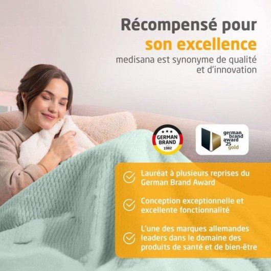 Couverture électrique Medisana Hb 417 réversible 120 W 9 niveaux 180 x 130 cm Vert