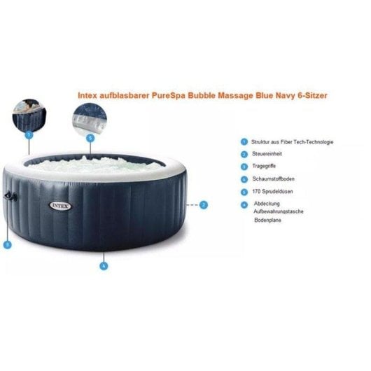 Jacuzzi Gonflable Intex PureSpa Blue Navy 28432NP 6 Places 2,16m