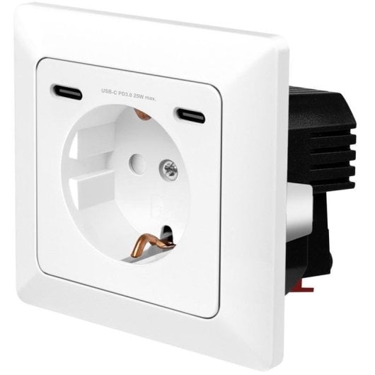 Steckdosenleiste LogiLink 1 Steckdose 2 USB-C Ports 25W PD Schnellladung weiß