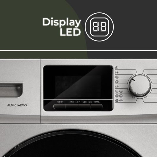 Máquina de Lavar Roupa Aspes AL9401AIDVX 9 Kg 1400rpm Classe A Inox Motor Inverter