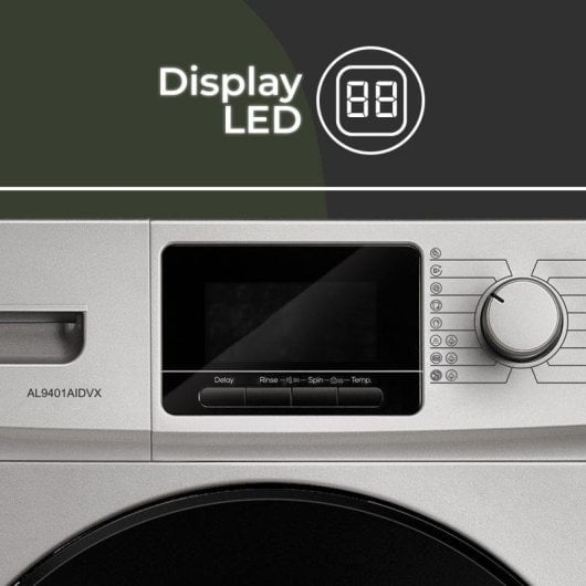 Máquina de Lavar Roupa Aspes AL9401AIDVX 9 Kg 1400rpm Classe A Inox Motor Inverter
