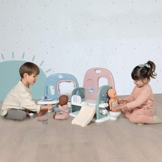 Asilo Pieghievole per Bambine Smoby Baby Care con 4 Zone e Accessori