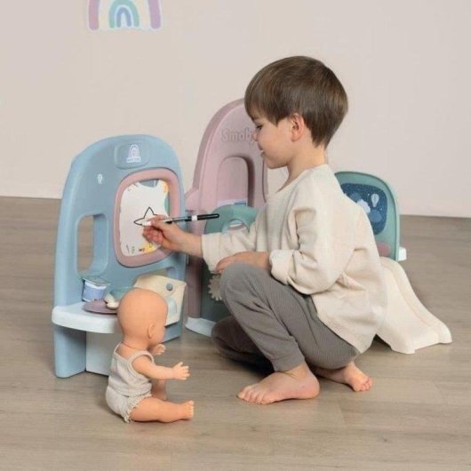 Asilo Pieghievole per Bambine Smoby Baby Care con 4 Zone e Accessori