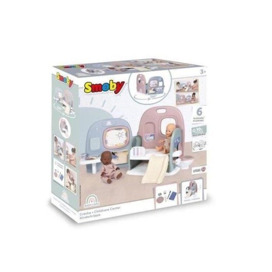Asilo Pieghievole per Bambine Smoby Baby Care con 4 Zone e Accessori