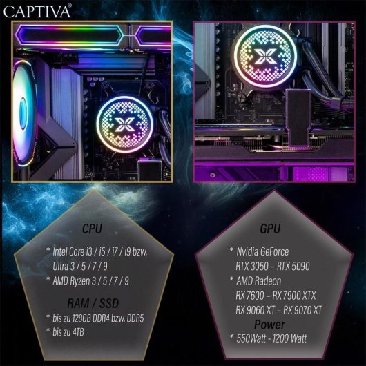 PC Sobremesa Captiva 103236 Intel Core Ultra 7 270K Plus 32GB 2TB SSD RTX 5090 FreeDOS
