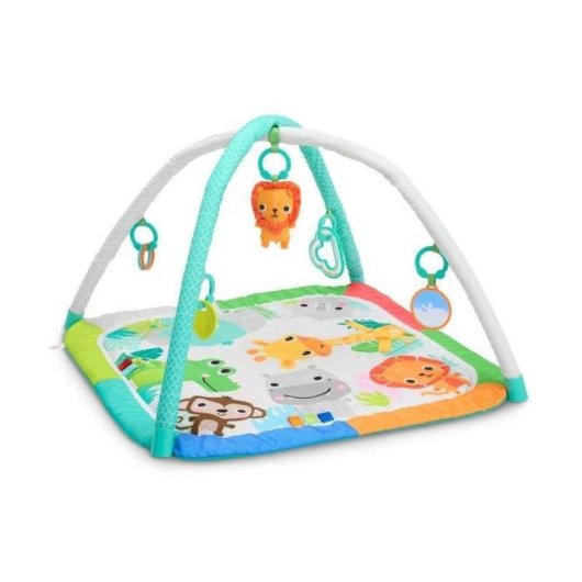 Tapis de jeu pliable Bright Starts Jungle Jubilee pour bébé avec 5 jouets et miroir