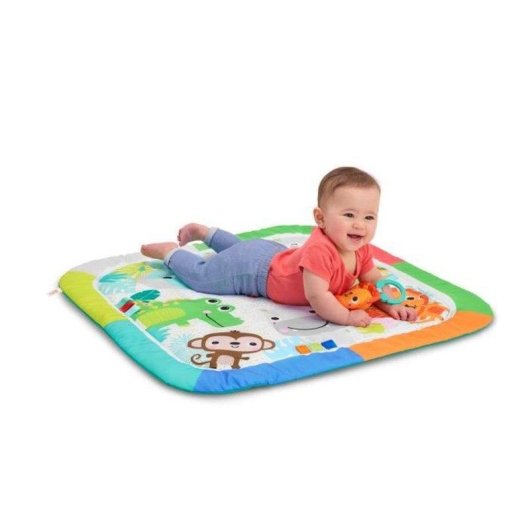 Tapis de jeu pliable Bright Starts Jungle Jubilee pour bébé avec 5 jouets et miroir