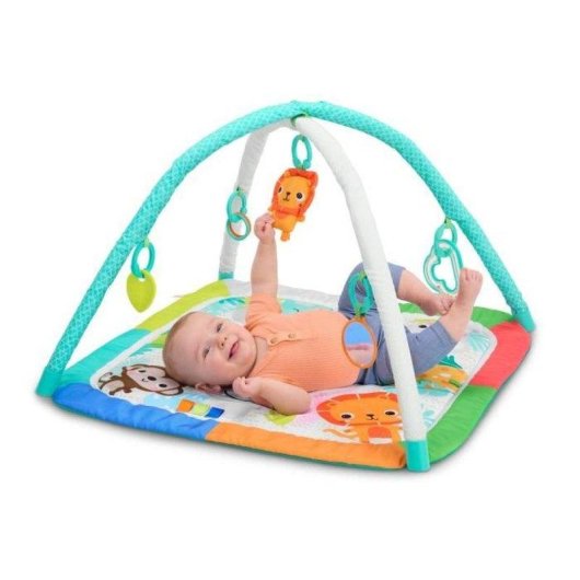 Tapis de jeu pliable Bright Starts Jungle Jubilee pour bébé avec 5 jouets et miroir