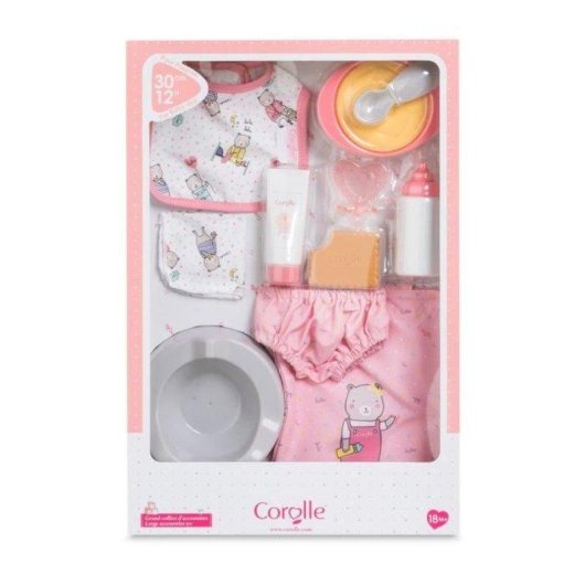 Conjunto Acessórios Corolle Rosa 11 Peças para Boneca 30 cm desde 18 meses
