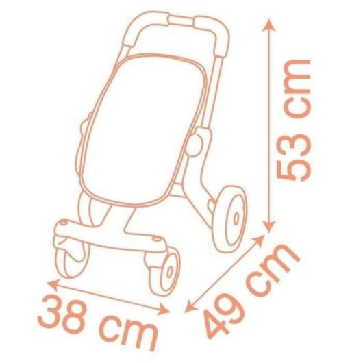 Carrinho para Bonecas Smoby Baby Nurse Pop 4 Rodas Mango Ergonómico 53 cm