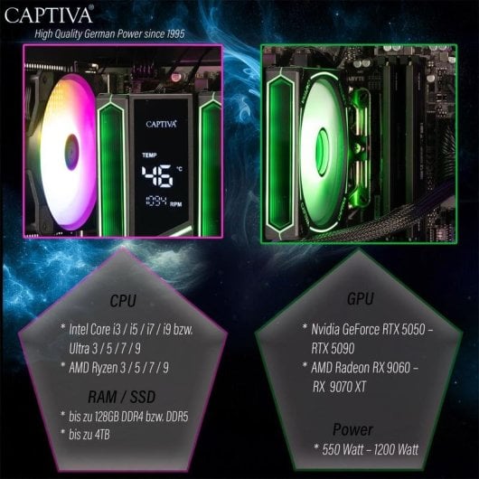PC Sobremesa CAPTIVA 103147 Intel Core Ultra 5 250KF Plus 32GB 1TB SSD RTX 5060 Ti FreeDOS