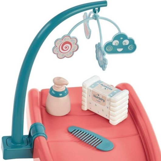 Kit de Jogo 3 em 1 Ecoiffier para Bonecas 32 cm com Cadeira Alta, Trocador e Banheira