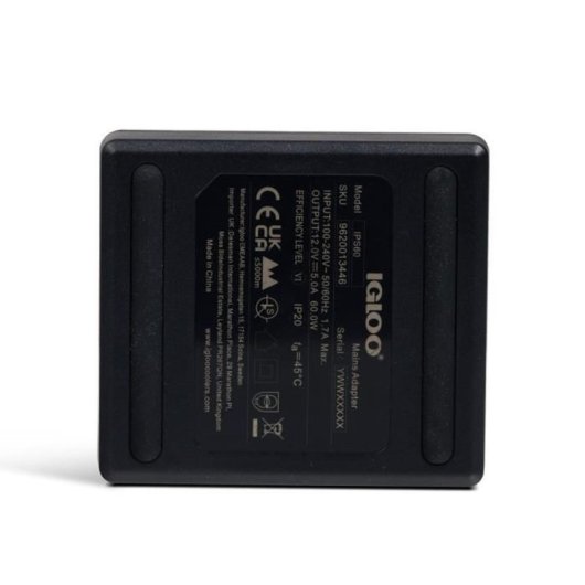Igloo Adaptador Ac/dc 230v A 12v Para Glacières De 12v, Cable Negro Incluido, Acabado Plástico Texturizado Mate, Ips60