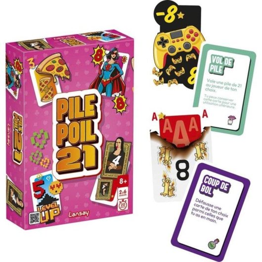 Juego de Cartas Lansay Pile Poil 21 Familiar Rápido 2-4 Jugadores