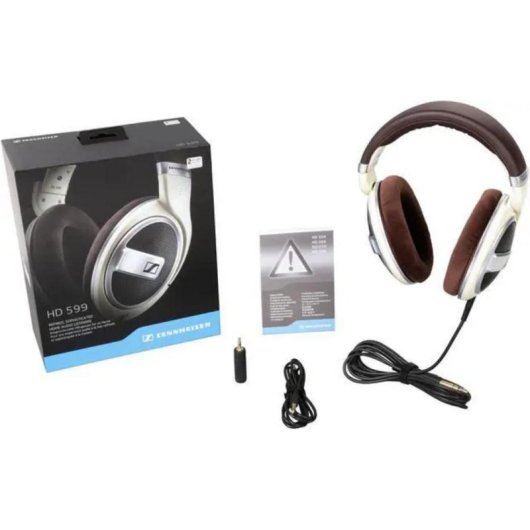 Auriculares Sennheiser HD 599 con cable, diseño abierto, sonido audiophile, color marfil