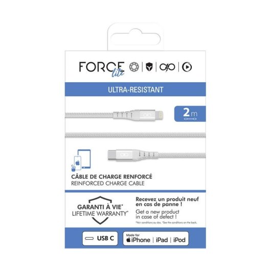 FORCE POWER Lightning auf USB-C Kabel 2 m MFi 60W Schnellladen