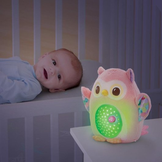Nachtlicht Plüschtier VTech Lumi Eule Rosa 5 Farben 4 Stufen