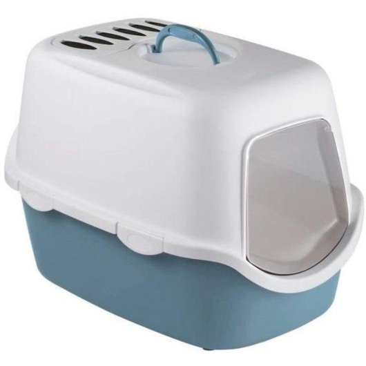 Katzentoilette Kerbl Cathy F Kohlefilter Klapptür 56x40x40 cm Weiß Blau