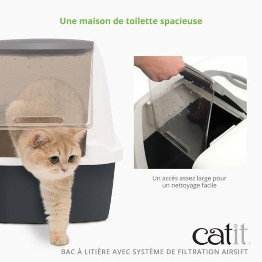 Cassetta igienica Catit Airsift Regular con tetto, porta fumata e filtro AirSift™ grigio