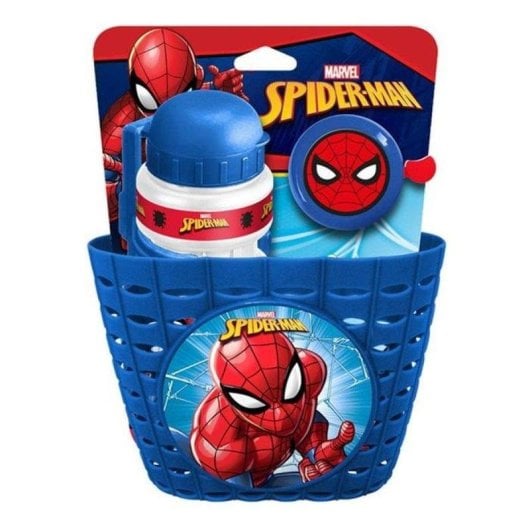 Pack Accessoires Vélo Disney Spider-Man: Panier, Gourde 350 ml et Sonnette