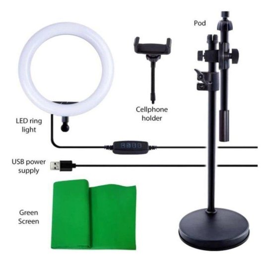 Kit Studio Video 2 in 1 Canal Toys LED Multicolore Treppiede 80 cm Schermo Verde XL