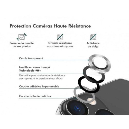 Protector de lente de cámara Force Glass vidrio templado 9H+ transparente para iPhone