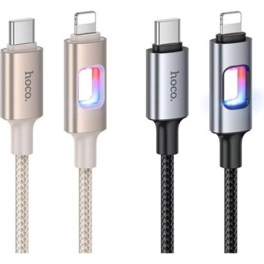 Kabel Hoco U144 USB-C Lightning 1,2 m LED 27 W PD Schwarz