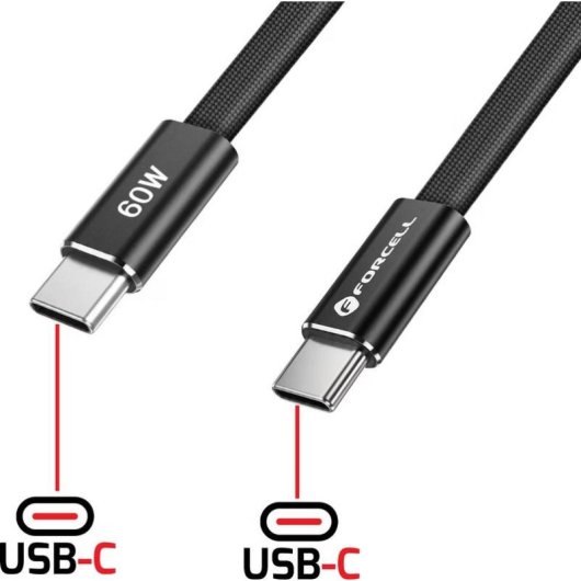 Câble USB-C à USB-C Forcell 60W 1,2 m Noir