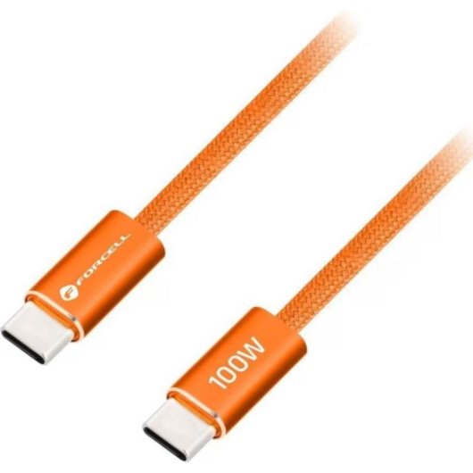 Câble USB-C Forcell Cafule Flat 1,2 m 100 W orange charge rapide