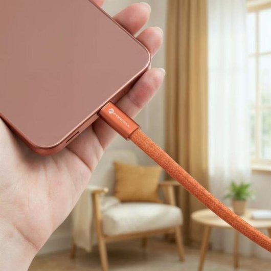 Câble USB-C Forcell Cafule Flat 1,2 m 100 W orange charge rapide