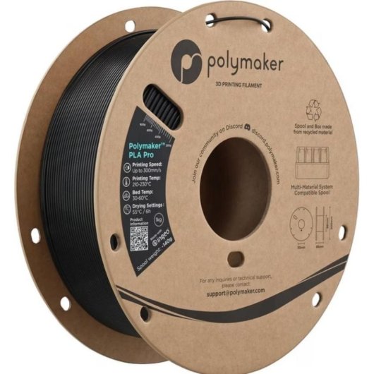 Filamento PLA Polymaker PA13027 Negro 1,75 mm 1000 g CO₂ reducido