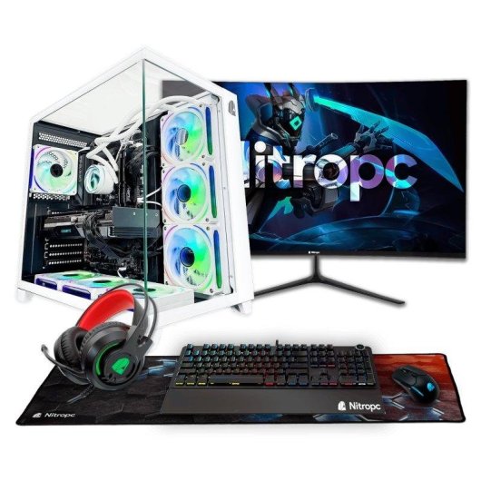 PC fisso Nitropc Pack Extremo AMD Ryzen 5 8400F 32GB 1TB SSD RX 9060 XT Windows 11 Bianco