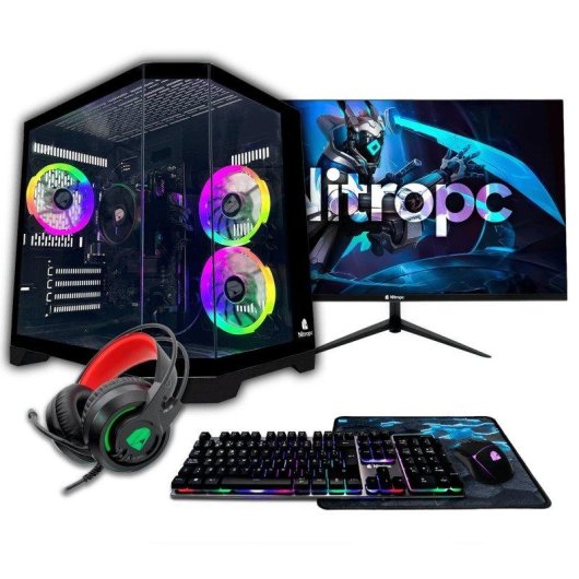PC Sobremesa Nitropc Pack Avanzado AMD Ryzen 5 3400G 16GB 480GB SSD Radeon Vega 11 Windows 11 Monitor 24"
