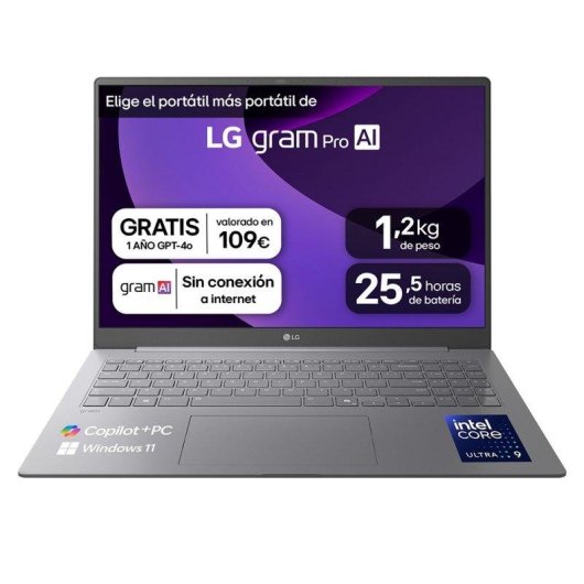 Laptop LG gram pro 16Z90TS 16" Intel Core Ultra 9 32GB 1TB SSD Intel Arc Windows 11