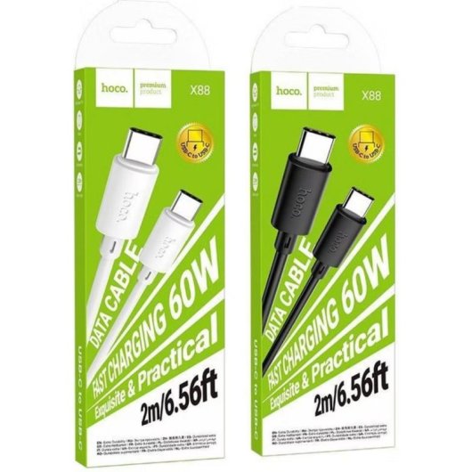 USB-C zu USB-C Kabel Hoco 60W 2m USB Power Delivery Weiß