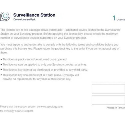 Licença Câmara IP Synology CLP1 para 1 câmara